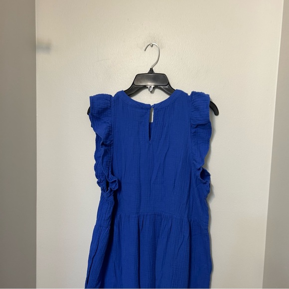 Universal Thread Tiered Cottage Core Sleeveless Gauze  Maxi Dress Blue Cotton L - Picture 10 of 10